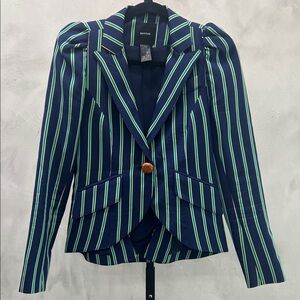 Smythe Navy and Green Striped Blazer